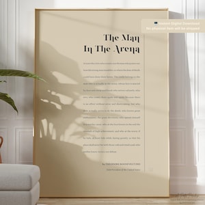 The Man In The Arena Printable - Theodore Roosevelt Quote, Inspirational Wall Art (Digital Print File)