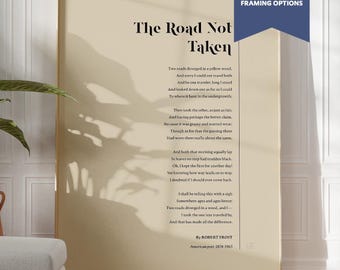 Robert Frost The Road Not Taken Poem Print  Life Choices and Decisions | Framed, Unframed or Canvas