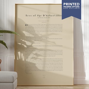 Tess Des DUrbervilles Buch Druck | Thomas Hardy Literarisches Wand Kunst Geschenk | Classic Novel Page Home Decor | GEDRUCKTE RAHMEN-OPTIONEN