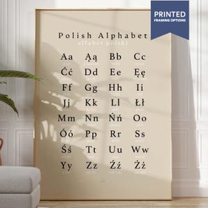 Poster de l'alphabet polonais, cadeau pour étudiant en polonais Alfabet Polski | OPTIONS DE CADRE IMPRIMÉ