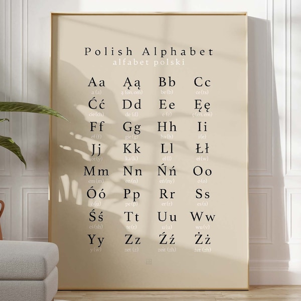 Polish Alphabet | alfabet polski | Alphabet Chart Poster | Polish Language Student Gift | Instant Download | DIGITAL PRINT FILE