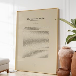 Impresión del libro La letra escarlata / Regalos para estudiantes de inglés / Arte mural Book Nook / Póster de literatura clásica / OPCIONES DE MARCO IMPRESO