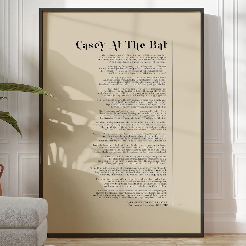 Casey at the Bat Poem Print Baseball Gift, Ernest Lawrence Thayer Etsy
