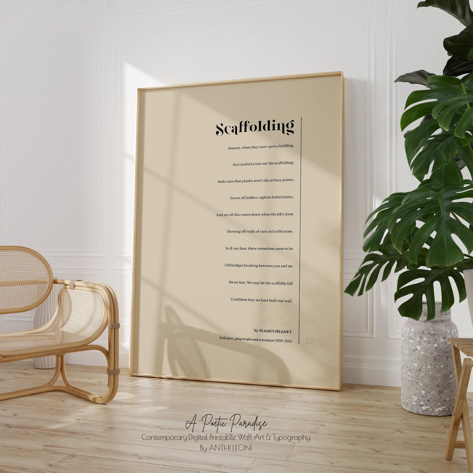 Scaffolding Poem Print Wedding or Anniversary Gift Seamus Heaney Poetry ...