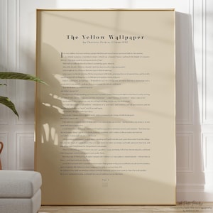 The Yellow Wallpaper Book Art Print, Gift for English Students, Charlotte Perkins Gilman, Literature Poster, Framed, Unframed or Canvas