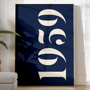 Póster impreso con fecha de hito del año, regalo, arte de pared con su año de nacimiento, letras azules y neutras, decoración de pared con tipografía llamativa, IMPRESO