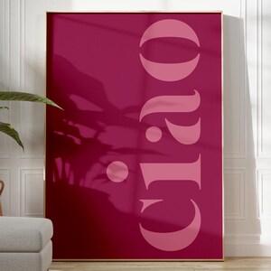 Impresión de arte de pared preppy rosa CIAO / Lindo regalo de moda para el hogar / Póster decorativo para habitación de chicas kawaii / IMPRESO
