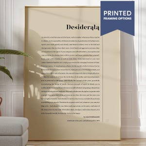 Poesie Wand Kunst Desiderata Gedicht Druck Abschluss Geschenk Coming of Age Geburtstag | GEDRUCKTE Wanddekoration | GERAHMT Poster