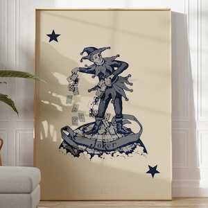 Joker Playing Card Poster Geschenke für Joker Spaßvogel Komödiant Spaß schrullig Galerie Wanddeko | GEDRUCKTE RAHMEN-OPTIONEN