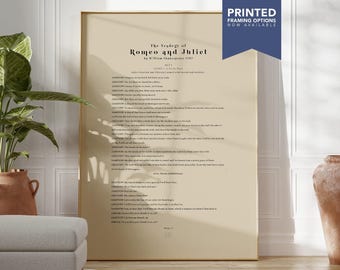 Romeo and Juliet Book Page Print - Shakespeare Literary Art, Classic Romantic Literature Poster