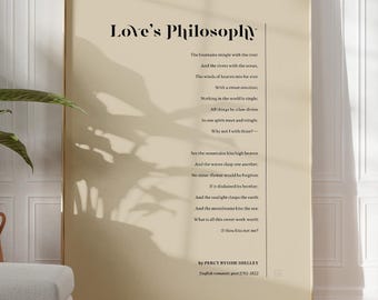 Shelley Love Poem Printable - Love's Philosophy, Neutral Decor Poetry (Digital Print File)