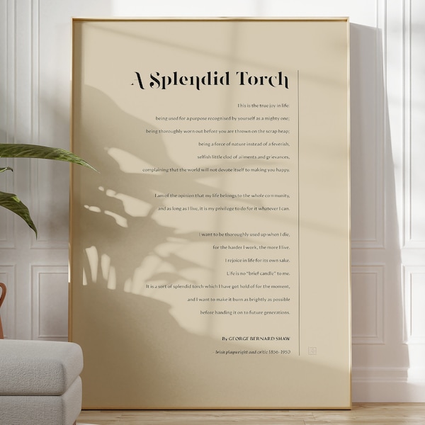 A Splendid Torch Print File | Inspirational Quote Poster Design | Neutral Wall Art | Instant Download | DIGITAL PRINT FILE