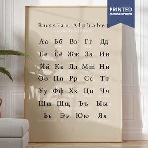 Russian Alphabet Chart Poster - Russkiy Alfavit Letters, Cyrillic Language Student Gift,