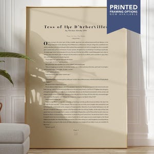 Tess Of The DUrbervilles Book Print | Thomas Hardy Literary Wall Art Gift | Classic Novel Page Home Decor | Framed, Unframed or Canvas