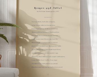 Romeo and Juliet Prologue Print - Shakespeare Literary Poster, Classic Literature Gift