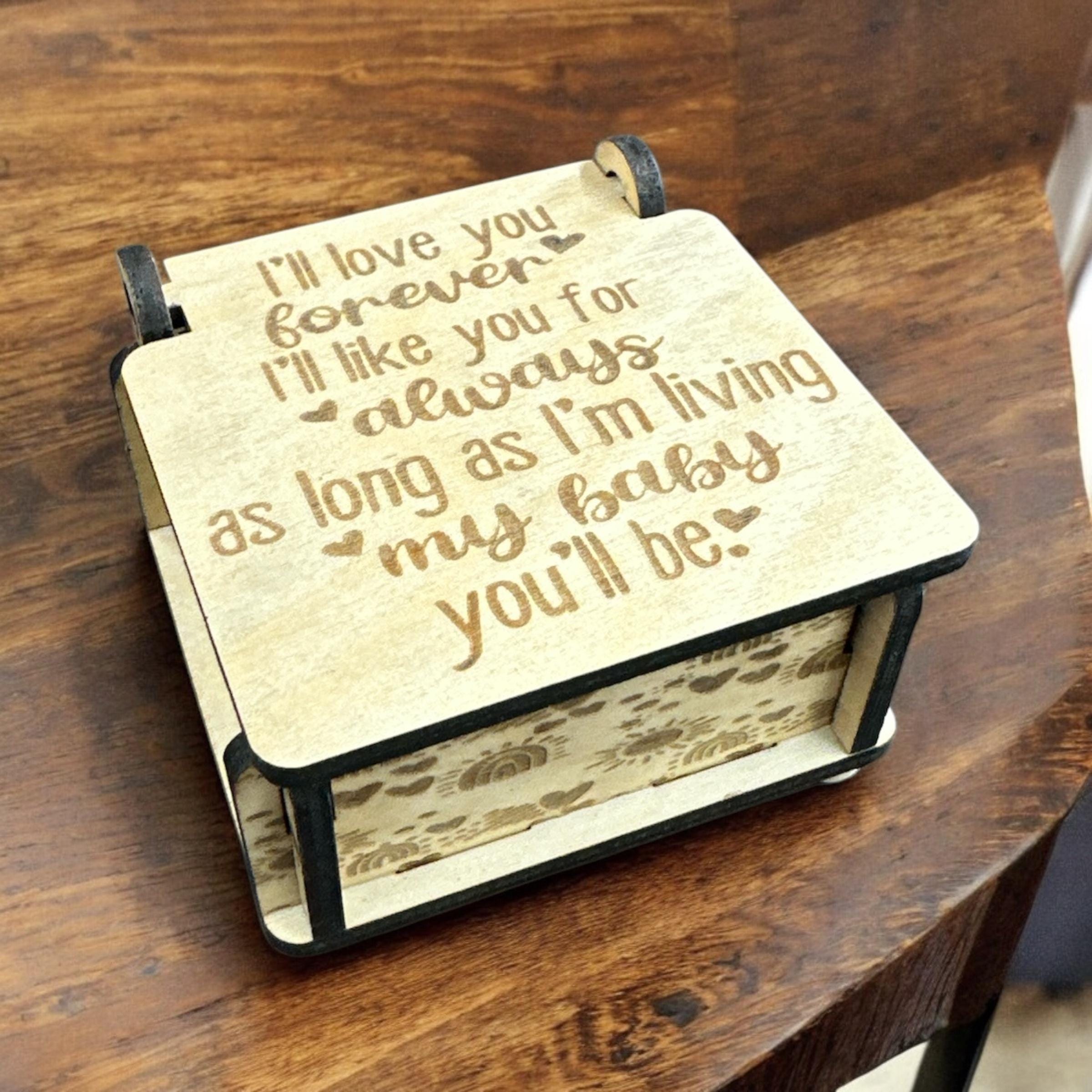 I'll Love You Forever I'll Like You For Always As Long As I'm Living My Baby You'll Be Personalized Music Box, Wooden Laser Engraved Gift