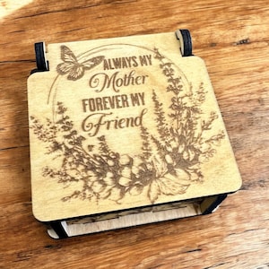 Beautifully Engraved Floral Always My Mother Forever My Friend Wooden Music Box, Personalized Engraved Music Box, Keepsake Gift, Mom Gift