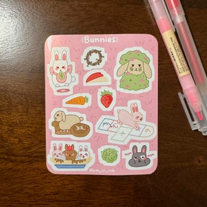 Konijntjes stickervel | Leuke stickers voor tijdschriften, planners, notitieboekjes, decoratie, scrapbooking en meer!