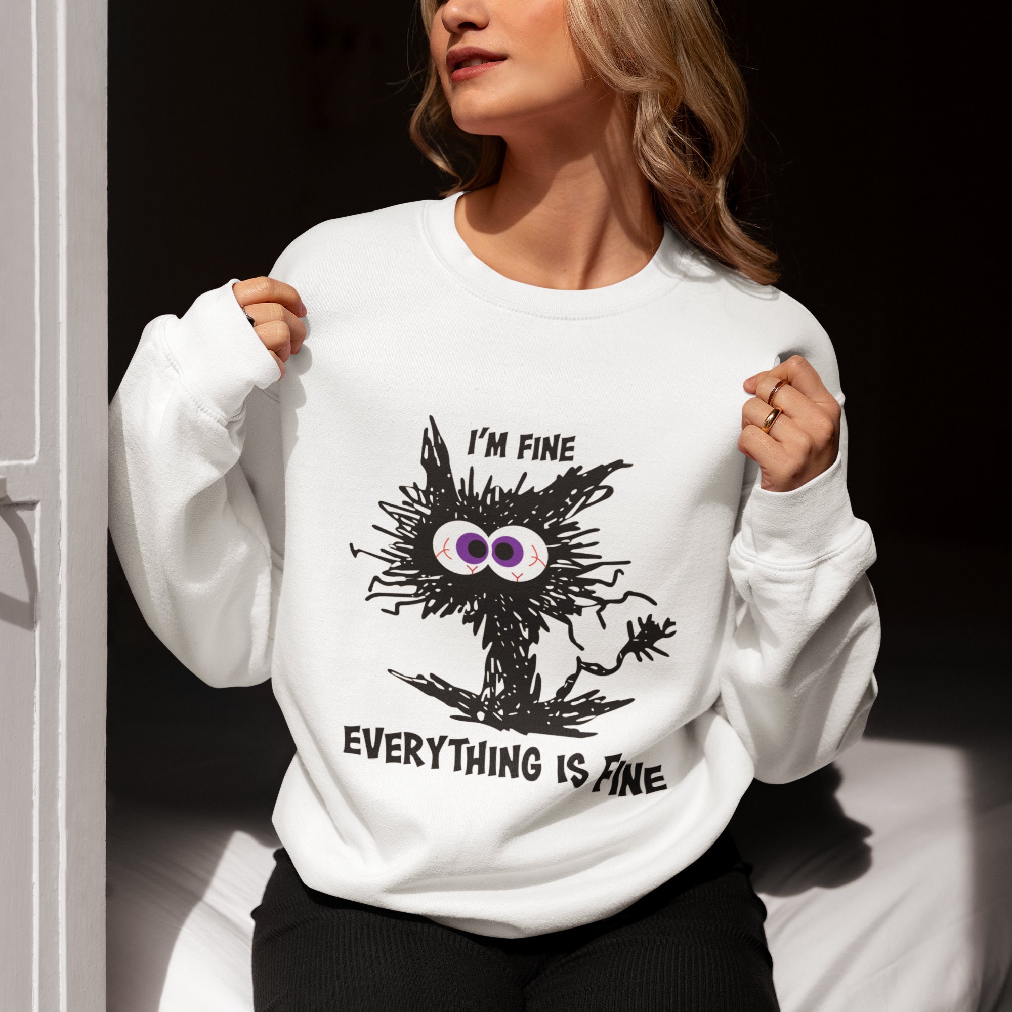 It&rsquo;s Fine I&rsquo;m Fine Everything is Fine Sweatshirt Funny Cat Graphic - Etsy