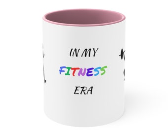 In My Fitness Era Accent Coffee Mug, Colorful Coffee Mug