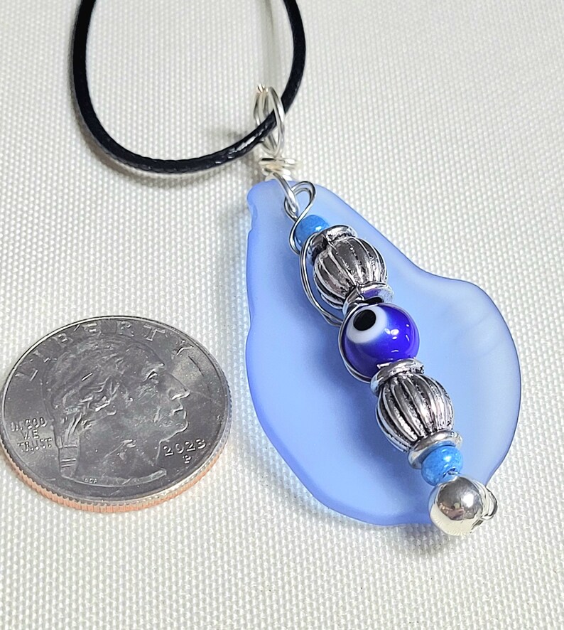 Unisex Evil Eye Glass Pendant Necklace With Included Adjustable