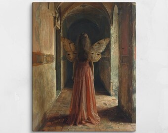 Whisperlight Fairy – Pastel Fantasy Canvas – Soft Magical Wall Art – Peaceful Fairy Print