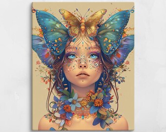 Scarlet Muse – Pop Art Fairy Canvas – Bold Magical Wall Print – Modern Fantasy Decor