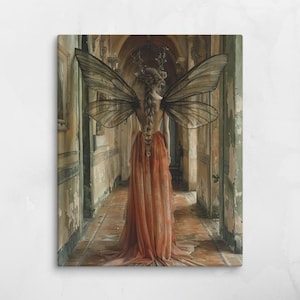 Butterfly Winged Fairy – Dark Fantasy Canvas – Regal Enchanted Art Print – Mystical Gothic Home Decor