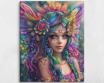 Wings of Color – Butterfly Fairy Wall Art – Fantasy Nature Canvas – Enchanted Feminine Decor