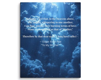 Edgar Allan Poe “To My Mother” Poem Print, Mother Quote Wall Art, Memorial Gift for Mom, Heaven Angel Art Canvas
