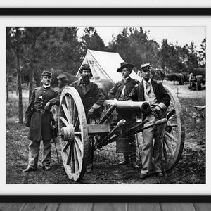 Union Soldiers With Cannon Civil War artillery officers 1862, Black and White, Vintage Wall Art, DIGITAL DOWNLOAD Printable Poster