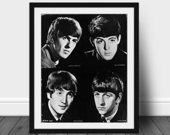 The Beatles 4 Individual Portrait Poster Black and White Photo