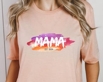 Mama t shirt, Brush Stroke Shirt, Custom Mother's Gift, Mothers Day gift, Pregnancy Announcement, Mom Shirt, Gift for mom, Mama est. tee