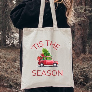 Christmas Tote Bag, Shoulder Tote Bag, Canvas Tote Bag, Holiday Tote Bag, Christmas Gift Bags, Reusable Bag, Merry Christmas Bag, X-Mas gift