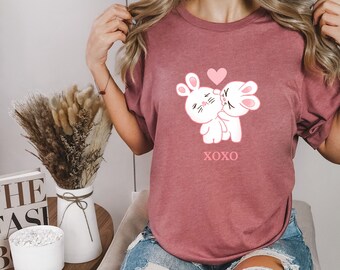 Cute Rabbit Shirt, Love Shirt, Valentines Day T-Shirt, Cute Gift For Her, Valentines Gifts for Her, Valentine's Day Gifts for Her,