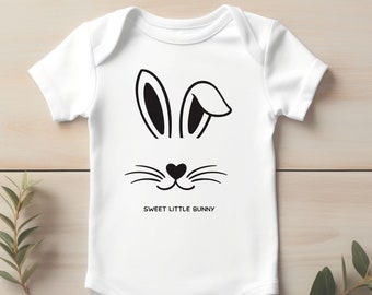 Bunny Face Baby Bodysuit: Easter Cotton Outfit