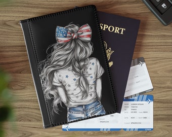 Passport Cover, American Girl Passport Cover: Personalized Travel Gift, custom passport cover