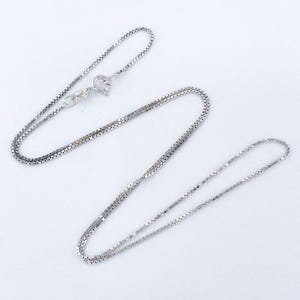 Italian Sterling Silver Box Chain Necklace | 925 Italy | 18&quot; Square Link Layering Chain | Dainty Minimalist Jewelry