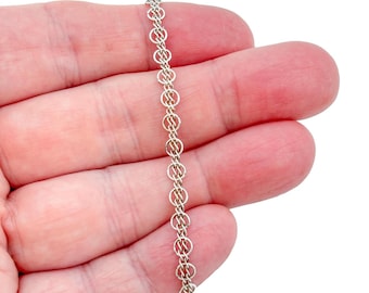 Vintage Sterling Silver 925 Mixed Chain Anklet 9.5"-10.5"