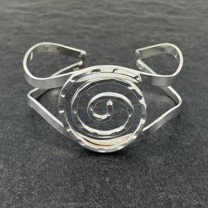 Vintage Sterling Silber Gehämmert Spiral Manschette Armband | Boho Statement Schmuck