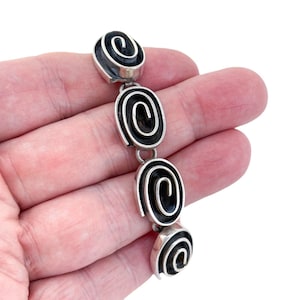Vintage Mexico Spiral Link Bracelet | Sterling Silver 925 Chunky Retro Chain 6.5&quot;