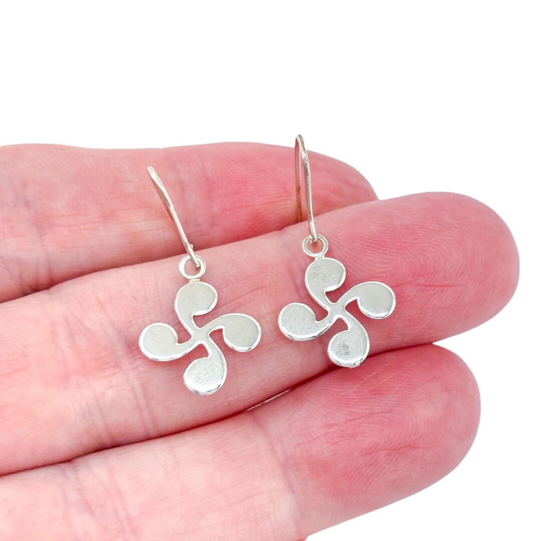 Silver Models Basque Vintage Sterling Silver 925 Basque Cross Lauburu Dangle Earrings - Etsy