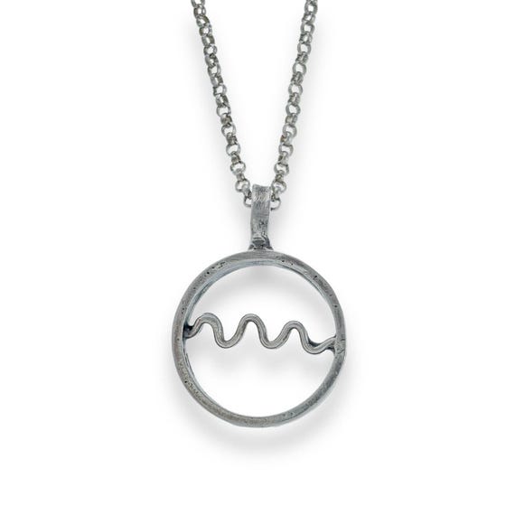 Circle Open Space Wave Pendant ONLY | Sterling Si… - image 1