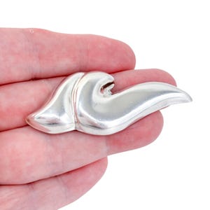 Vintage Taxco Flame Brooch | Mexico Sterling Silver 925 Abstract Modernist 7cm
