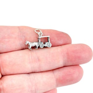 Vintage Sterling Silver 925 Horse and Carriage Charm Pendant | Western Wagon Jewelry | Equestrian Collector Gift