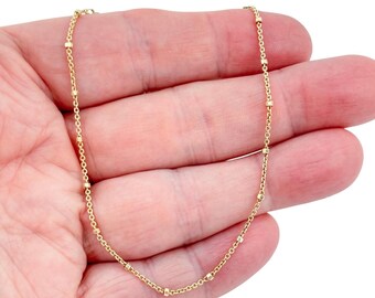 Vintage Sterling Silver 925 Gold Bead Station Anklet 9"-10"