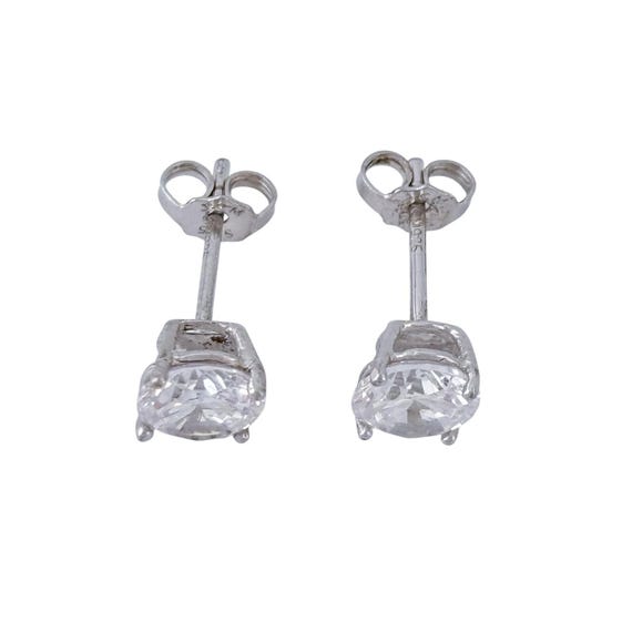 Vintage Sterling Silver 925 Cubic Zirconia Stud Earrings View 3