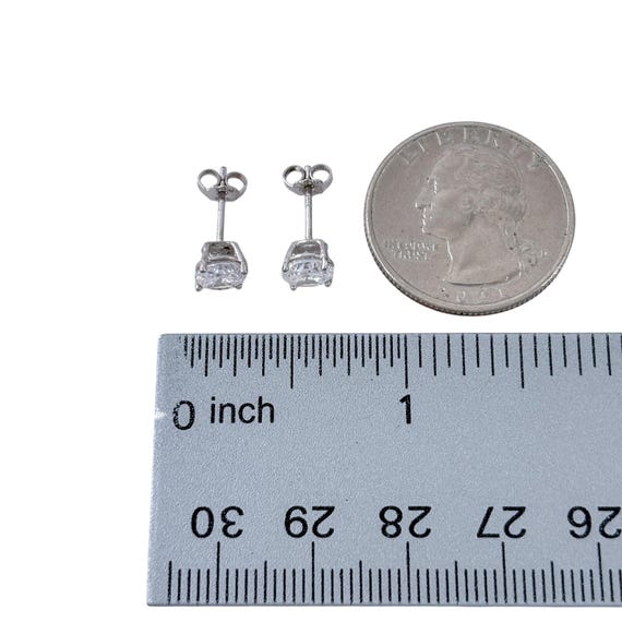 Vintage Sterling Silver 925 Cubic Zirconia Stud Earrings View 4