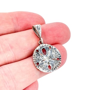 Sterling Silver Sand Dollar Pendant: Textured Beach Charm