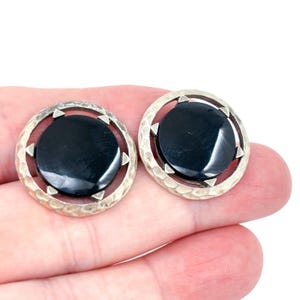 Vintage Sterling Silver Onyx Cufflinks: Mid Century Formal Jewelry